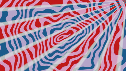 Fototapeta na wymiar Hypnotic abstract psychedelici llustratration. Red and blue striped background