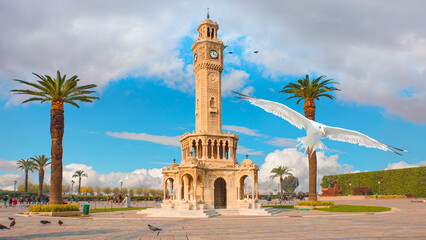 Fototapeta na wymiar Izmir clock tower. The famous clock tower became the symbol of Izmir