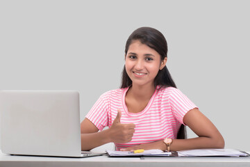 woman working on laptop