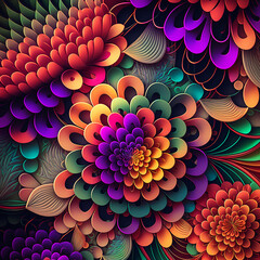 Beautiful Flower Illustration Background, stylized beautiful art flowers and background