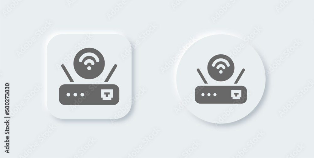 Poster router solid icon in neomorphic design style. network connection signs vector illustration.