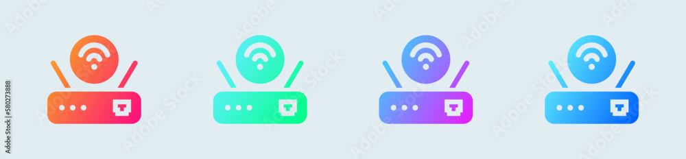 Aufkleber router solid icon in gradient colors. network connection signs vector illustration.