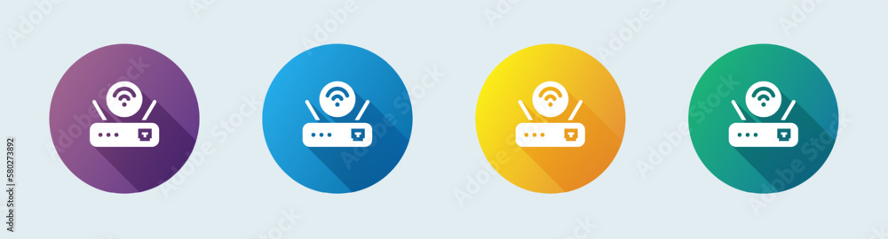 Poster router solid icon in flat design style. network connection signs vector illustration.