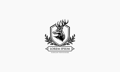 vintage deer icon vector logo