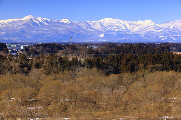 岩手県北上市　青空と北上川の風景