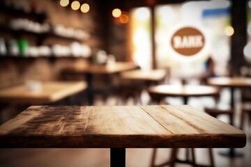 Obraz na płótnie Canvas Blurred Coffee Shop Background. Space table for product in classic Restaurant Lifestyle.