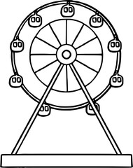 black and white doodle of a sky wheel 