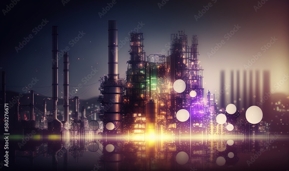 Poster a cityscape with a lot of lights in the dark and a lot of buildings in the background with a lot of 