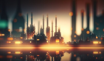  a picture of a city with a lot of buildings in the background and a lot of water in the foreground with a reflection of the city lights on the water.  generative ai