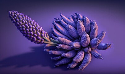  a bunch of purple flowers sitting on top of a purple table top next to a purple wall with a shadow of a plant on it.  generative ai