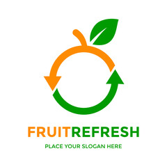 Fruit refresh vector logo template. This design use arrow symbol. Suitable for food, technology..