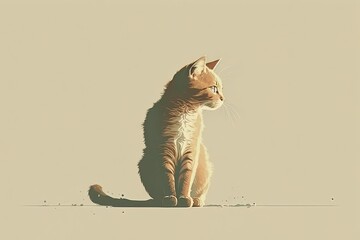minimalist cat illustration background, generative ai