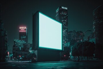 Blank City Billboard, Outdoor Advertising, Street Banner Mockup, Signboard, Abstract Generative AI Illustration