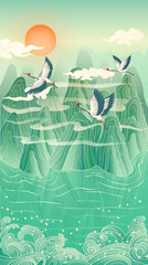 Vector illustration of Chinese style landscape