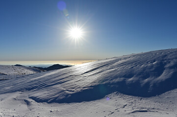 四国徳島県にある日本百名山の一つ「剣山」冬景色