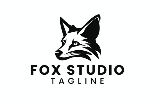 black fox logo, minimal fox logo, fox logo black white, unique fox logo, fox logo design, creartive fox
