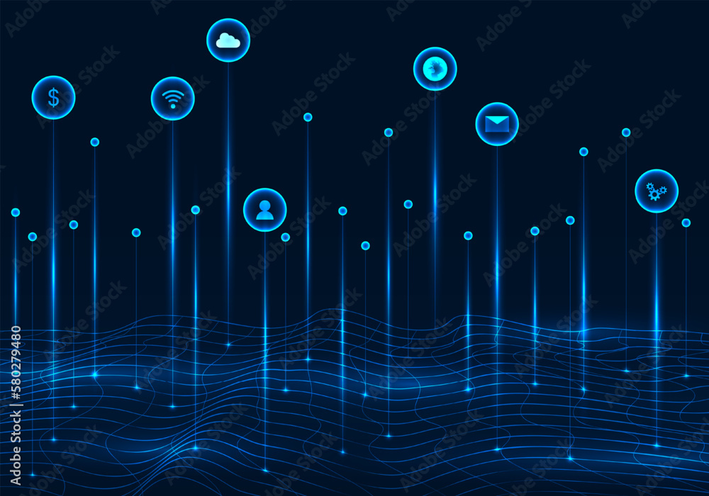 Poster abstract background smart technology wireless connection and data transmission in the cyber world to