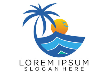summer beach logo vector illustration