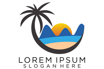 Naklejka premium summer beach logo vector illustration