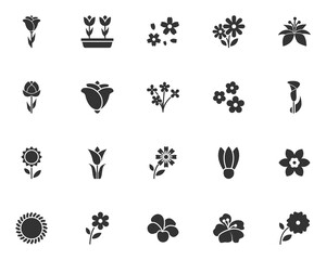 set of flower icons, spring, natural, floral