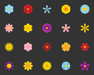 set of flower icons, spring, natural, floral