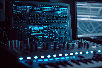 futuristic studio electronics, audio recording gear, technology concept, ai generated