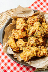 Korean fried chicken food on a plate