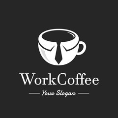 Work coffee vector logo template. This design use cup of coffee. Suitable for business.