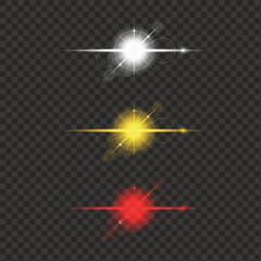 abstract star lights glow flares on transparent background