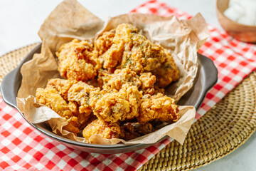 Korean fried chicken food on a plate