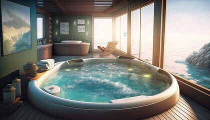 Modern jacuzzi at home to make difficult weekdays easier - obrazy, fototapety, plakaty