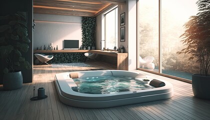 Modern jacuzzi at home to make difficult weekdays easier