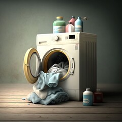 clothes in the washing machine