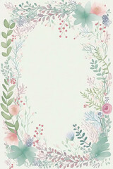 Watercolor banner with green eucalyptus leaves and branches. Spring or summer flowers for invitation, wedding or greeting cards. Generative AI