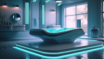 Futuristic jacuzzi at the modern home to make difficult weekdays easier - obrazy, fototapety, plakaty
