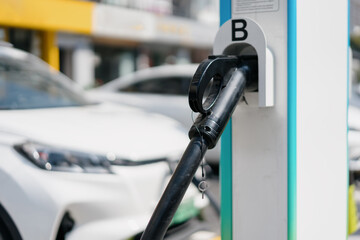 electric car charging in the station