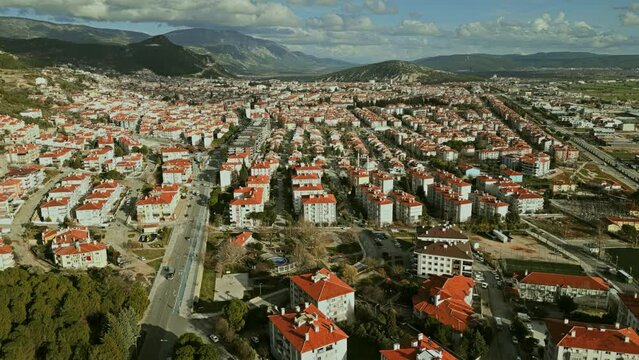 Aerial view of the city of Mugla, Turkey