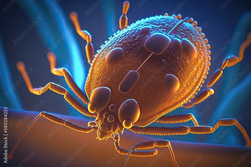 Poster close up of an ixodic tick attack close up or macro shot. pay attention to a tick's minute details. 