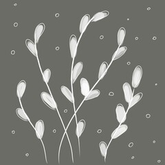 stylized willow branches drawing sketch