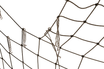 Football or tennis net. Rope mesh on a white background close-up
