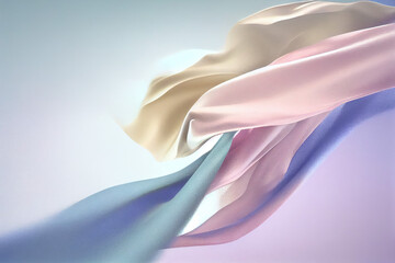 Pastel silk fabric smooth flying movement generative AI.