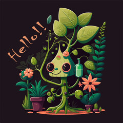 the character is a small green tree