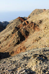 Walk through the mountains near the Gulf of Eilat Red Sea in Israel