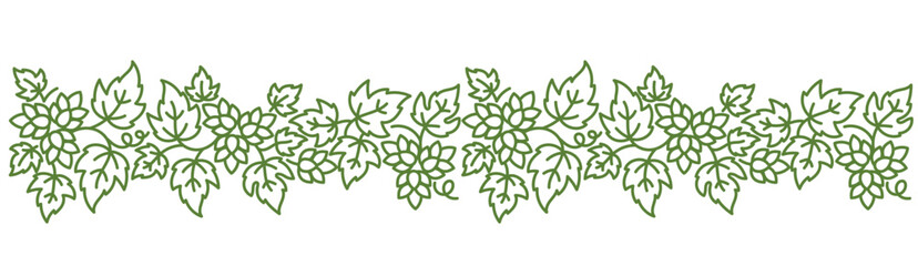 Humulus, hop floral ornament. Thick line pattern background. Editable outline stroke. Vector line. - obrazy, fototapety, plakaty