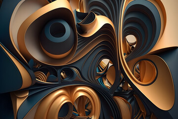 3d illustration of abstract geometric composition,digital art works. Generative AI technology. 