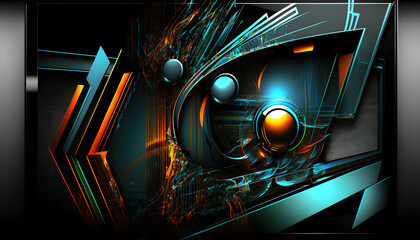 3D rendering of abstract technology background. Generative AI technology. 