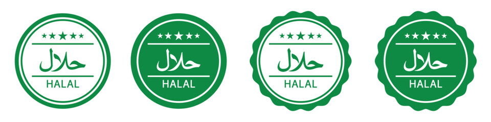 Halal food certified icon. Halal food labels Icon. Halal icon, Vector illustration