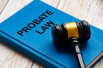 Probate law book with gavel on white background. Probate law concept and copy space.