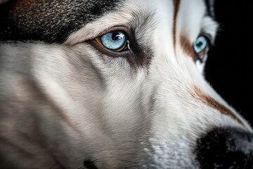 Portrait of a Siberian husky at extreme close up. Generative AI