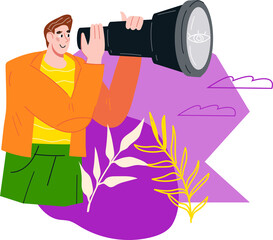 Fototapeta premium Businessman watching through binocular as concept of business future vision, finding new market or strategic planning.